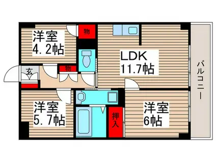 グランピニエール松戸(3LDK/3階)の間取り写真