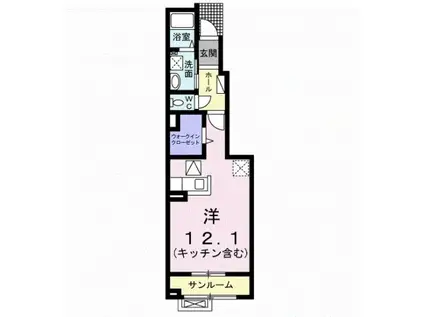 ドゥ・ステージアV(ワンルーム/1階)の間取り写真