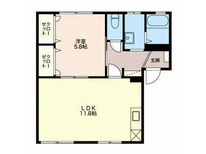 リンピアB(1LDK/1階)の間取り写真