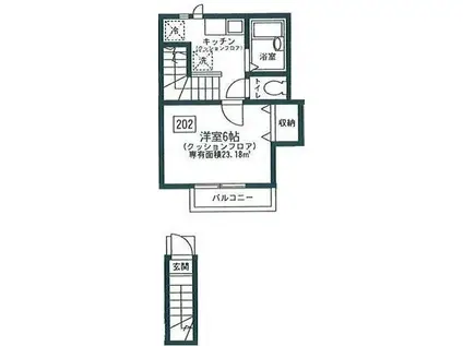 ジャスミンコート(1K/2階)の間取り写真