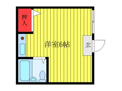 本田マンション1号棟(ワンルーム/3階)の間取り写真