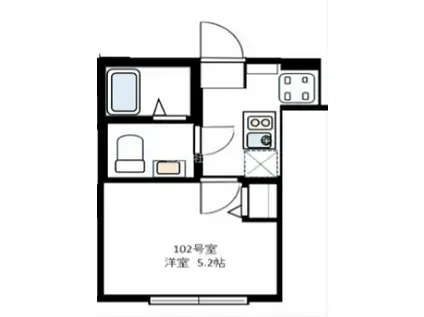 CASA 四葉 B(1K/2階)の間取り写真