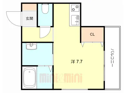 エターナルシー舞子台(ワンルーム/2階)の間取り写真