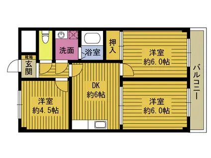 CASA P2(3DK/1階)の間取り写真