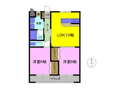 パークタウン畑中 NJ棟(2LDK/3階)の間取り写真