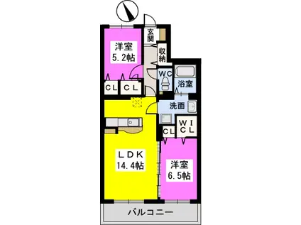 ポルタ フォルトゥーナ(2LDK/5階)の間取り写真