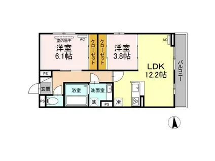 SUNFERME(2LDK/3階)の間取り写真