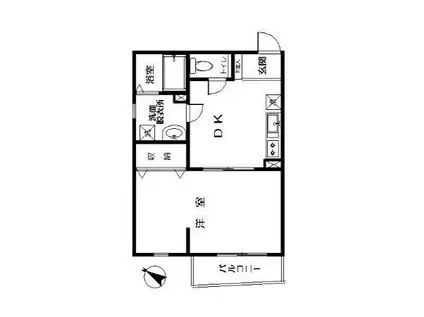 ラピス学芸大学(1DK/3階)の間取り写真