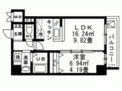 レジデンスフジミ(1LDK/6階)の間取り写真