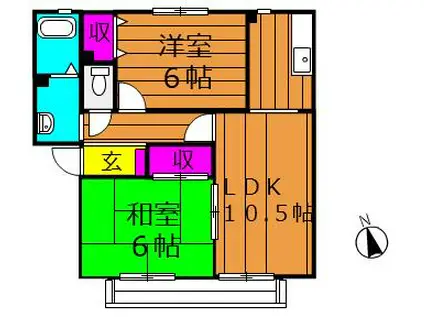 ビアン連島B棟(2LDK/1階)の間取り写真