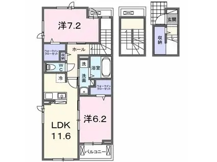 ピエナリオ(2LDK/3階)の間取り写真