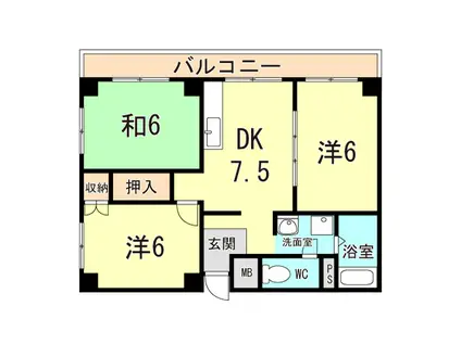ハイツタケシ(2DK/2階)の間取り写真
