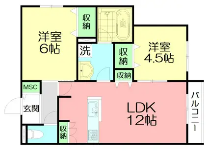 YS F RESIDENCE II(2LDK/2階)の間取り写真