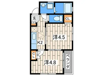 ガジュマル(2K/1階)の間取り写真