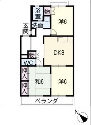 ライクハイツ水越(3DK/3階)の間取り写真