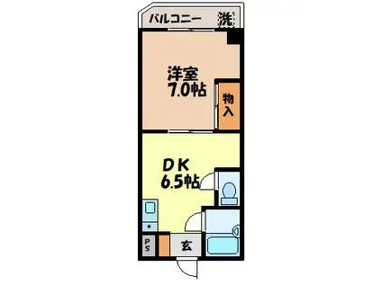 中尾ビル(1DK/4階)の間取り写真