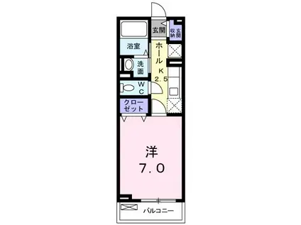 ワンウッドハイツII(1K/2階)の間取り写真