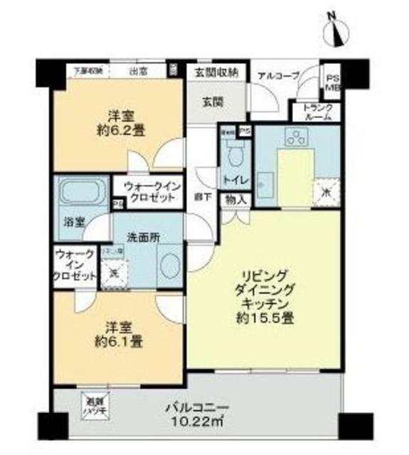 ライオンズヴィアーレ浦和弐番館(2LDK/10階)の間取り写真