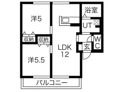 アネシス韮塚202(2LDK/2階)の間取り写真