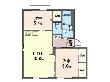 グレースガーデニアII(2LDK/1階)の間取り写真