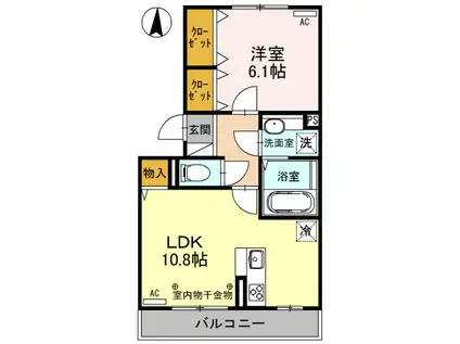 リヴェールマリーズ(1LDK/1階)の間取り写真