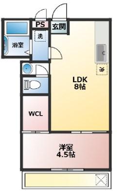 ビタミンテラス上筒井(1LDK/3階)の間取り写真