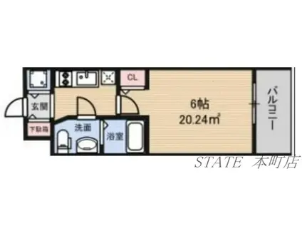 S-RESIDENCE北浜(1K/10階)の間取り写真