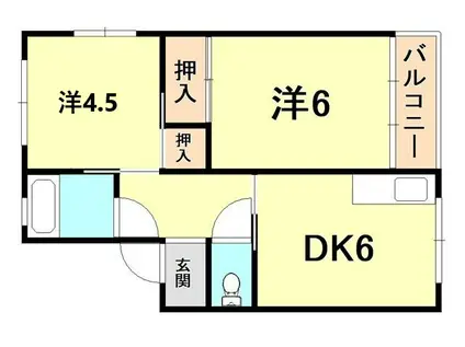 川崎マンション(2DK/2階)の間取り写真