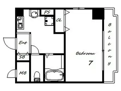 リヴィエル須磨(1K/1階)の間取り写真