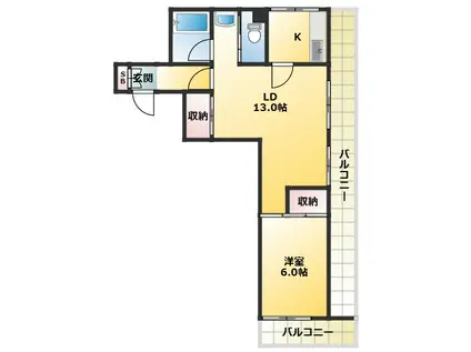 パル駒込(1LDK/5階)の間取り写真