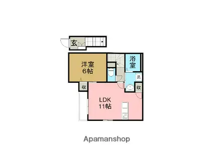 ノア前後(1LDK/2階)の間取り写真