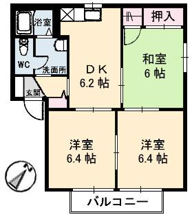 フォレスト北日吉 C棟(2LDK/1階)の間取り写真