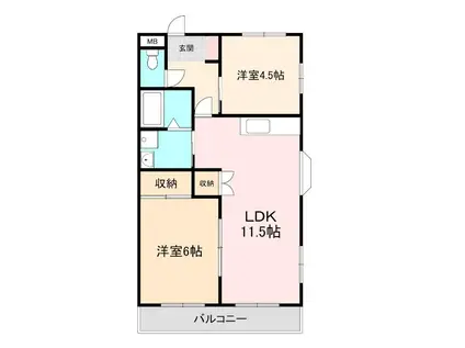 前橋昭和ビル(2LDK/2階)の間取り写真