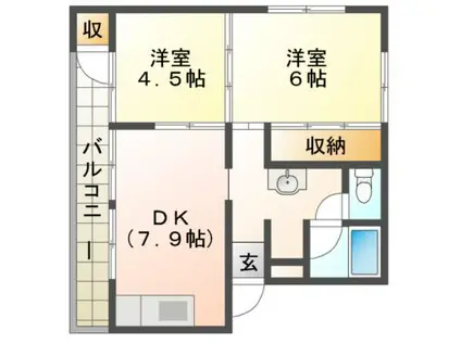 ベターアール柏崎(2DK/2階)の間取り写真