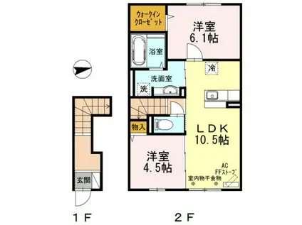 ミナクルホーム(2LDK/2階)の間取り写真