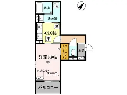 PIPOSO東加古川I(1K/1階)の間取り写真