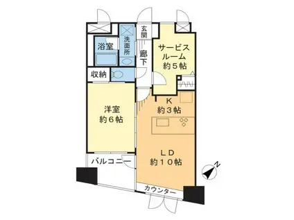 グランシティーラピュタタワー(1SLDK/3階)の間取り写真