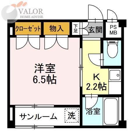AWAビル(1K/2階)の間取り写真