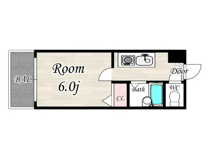 シティライフエステート難波南(1K/4階)の間取り写真