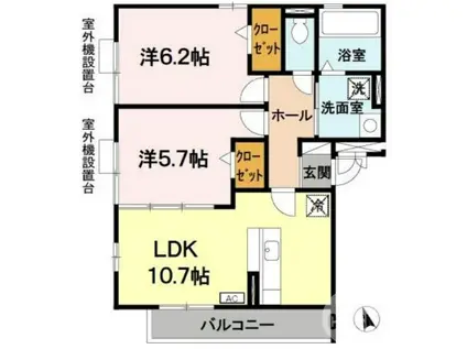 リヴィエール諏訪森(2LDK/3階)の間取り写真