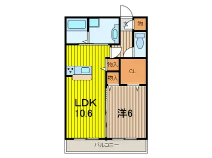 レセンテ西浦和(1LDK/1階)の間取り写真