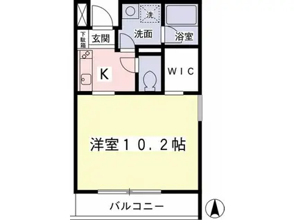 ヴィラージュ調布(1K/2階)の間取り写真