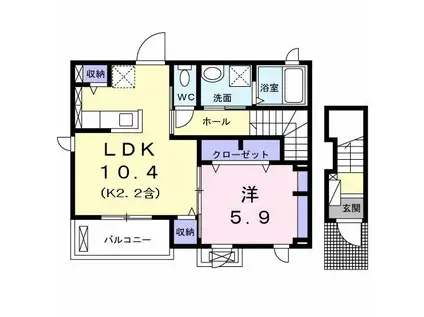 ラ・ポーム グラン(1LDK/2階)の間取り写真