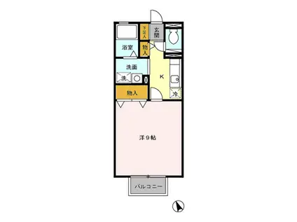 プレミールM&S(1K/2階)の間取り写真