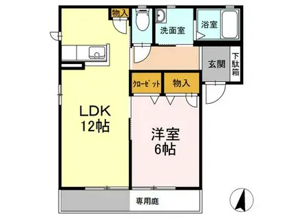 シェモア B(1LDK/1階)の間取り写真
