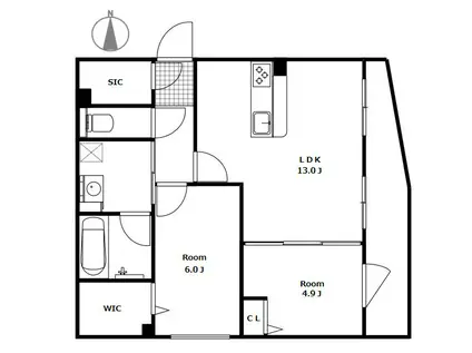 マナメゾン南阿佐ヶ谷(2LDK/1階)の間取り写真