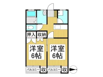 コスモスハイツ(2K/1階)の間取り写真