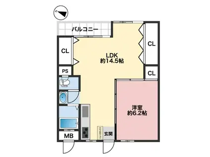 湊川公園ビル(1LDK/12階)の間取り写真