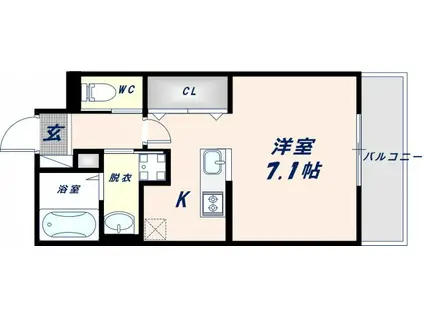 エアルレジデンス(ワンルーム/1階)の間取り写真