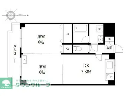 テイスティーヒルズ(2DK/4階)の間取り写真